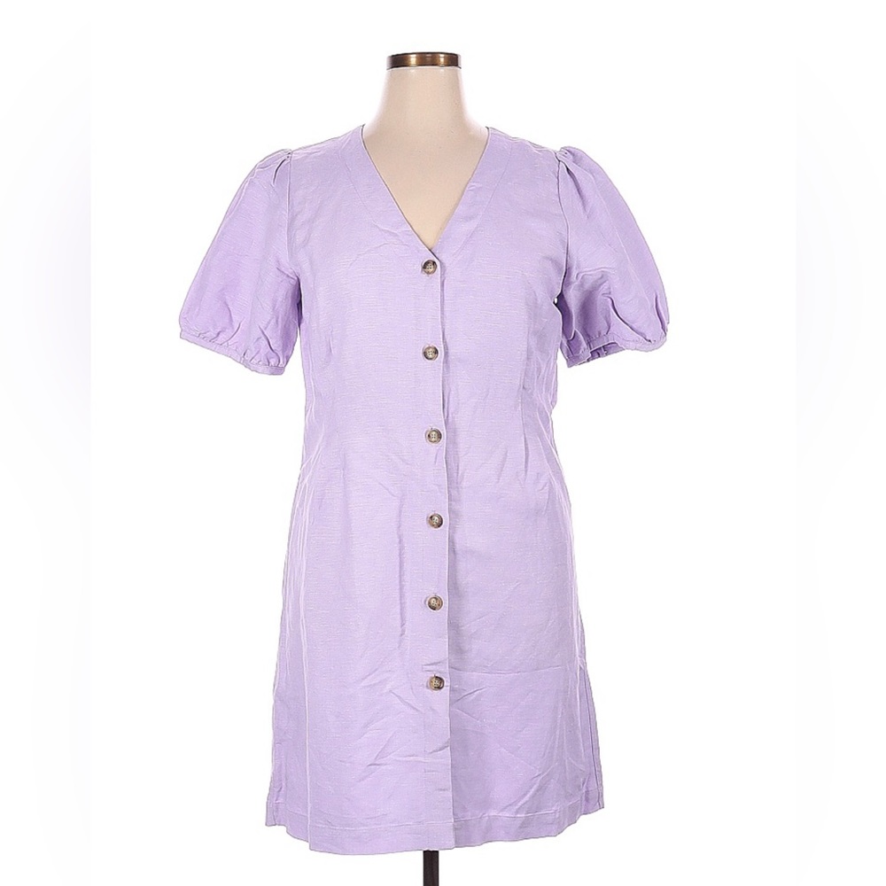 Loft Lilac Purple Spring/Summer Button Linen Dress